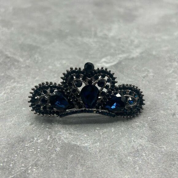 Navy Blue Rhinestones Barrette Hair Clip Accessory main image 4